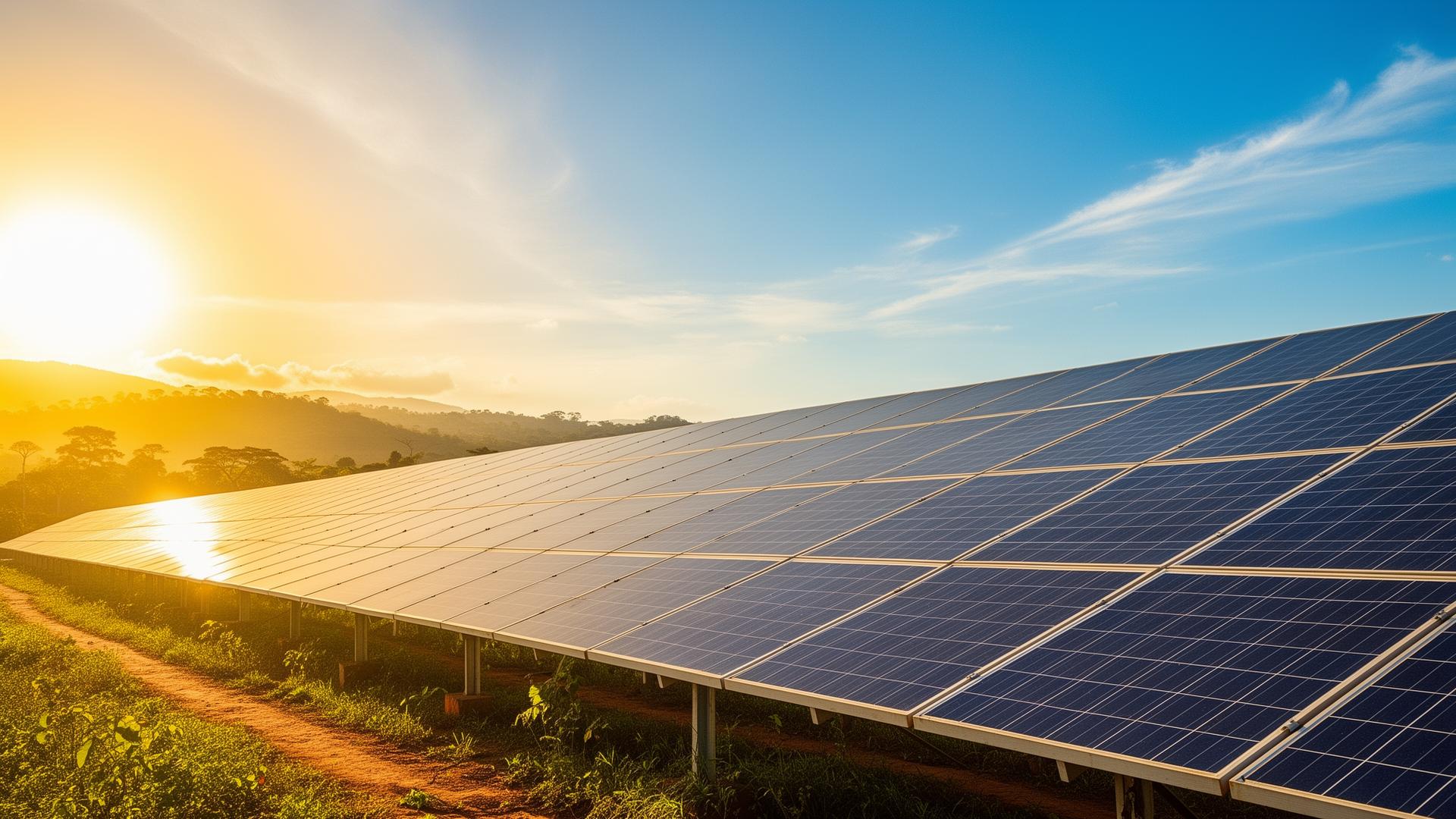 Solar panels under a bright Sierra Leonean sky